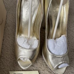 Collectibles Mariah Carey Crystal SND Leather Heel Platform Open Toe Pumps