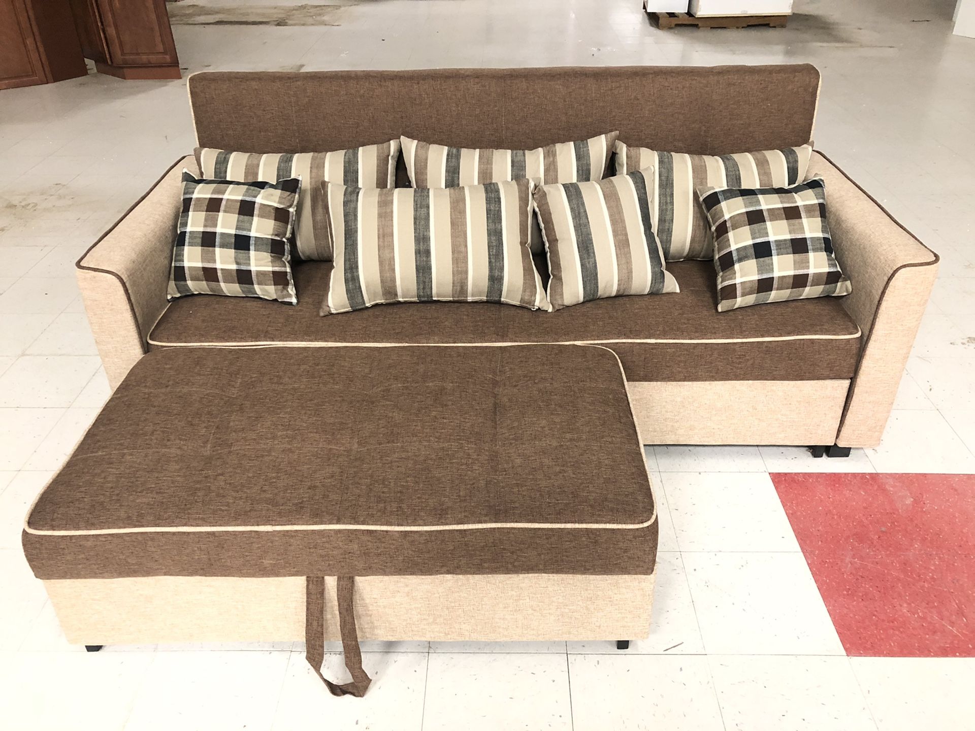 Sofa/Sleeper w/ Ottoman Chaise Pullout