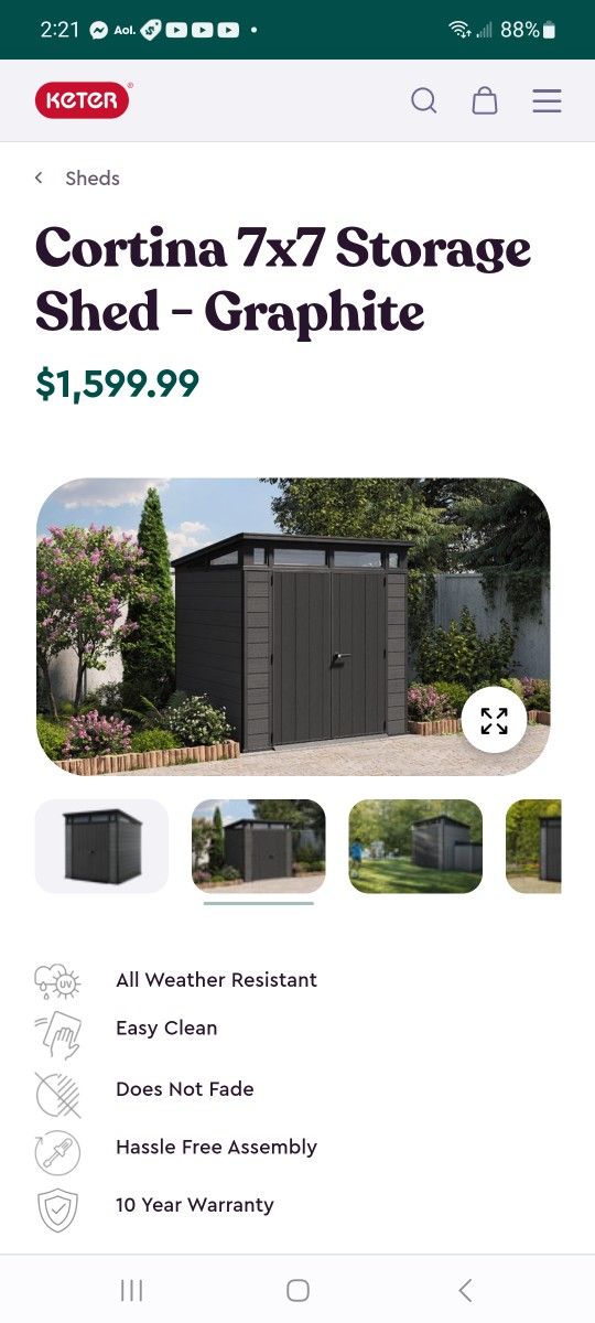 Keter Cortina 7x7 Storage Shed $1,300