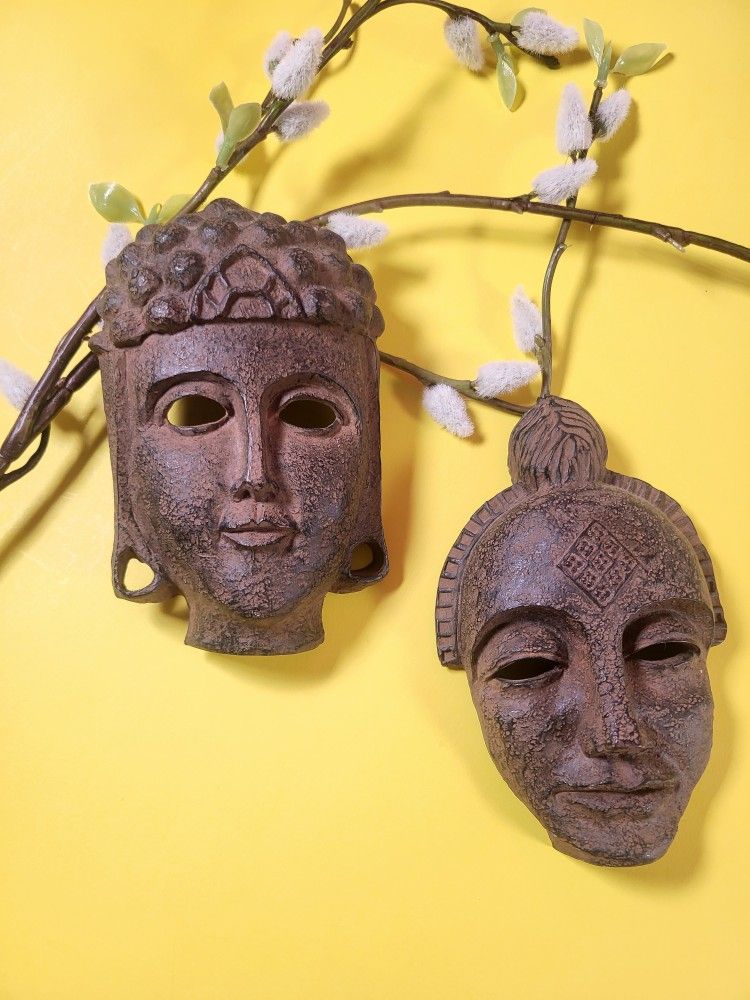 6"x 4" Vintage Buddha and Monk Wall Masks