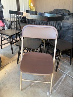 10 plastic brown chairs
