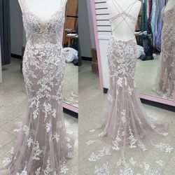 New With Tags Alyce Paris Diamond White & Rose Long Formal Dress & Prom Dress $145