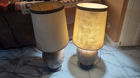 Pair of Large Ceramic Antique Table Lamps