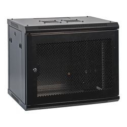 9U Wall Mount Network Server Cabinet Enclosure 19-Inch Server Network Rack Meshed Door Black