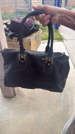 Coach 12444 Large Hamilton Black Pebbled Leather Satchel Crossbody