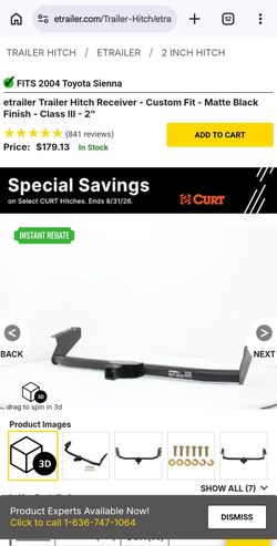 Etrailer tow hitch for toyota sienna 2004 might fit other sienna not sure