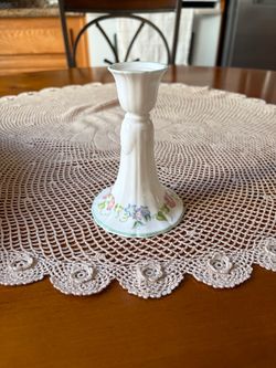 Royal Worcester English Garden Green Trim Small Candlestick Holder