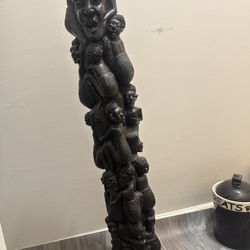 Hand-Carved African Wooden Sculpture – 32” Tall Statement Piece