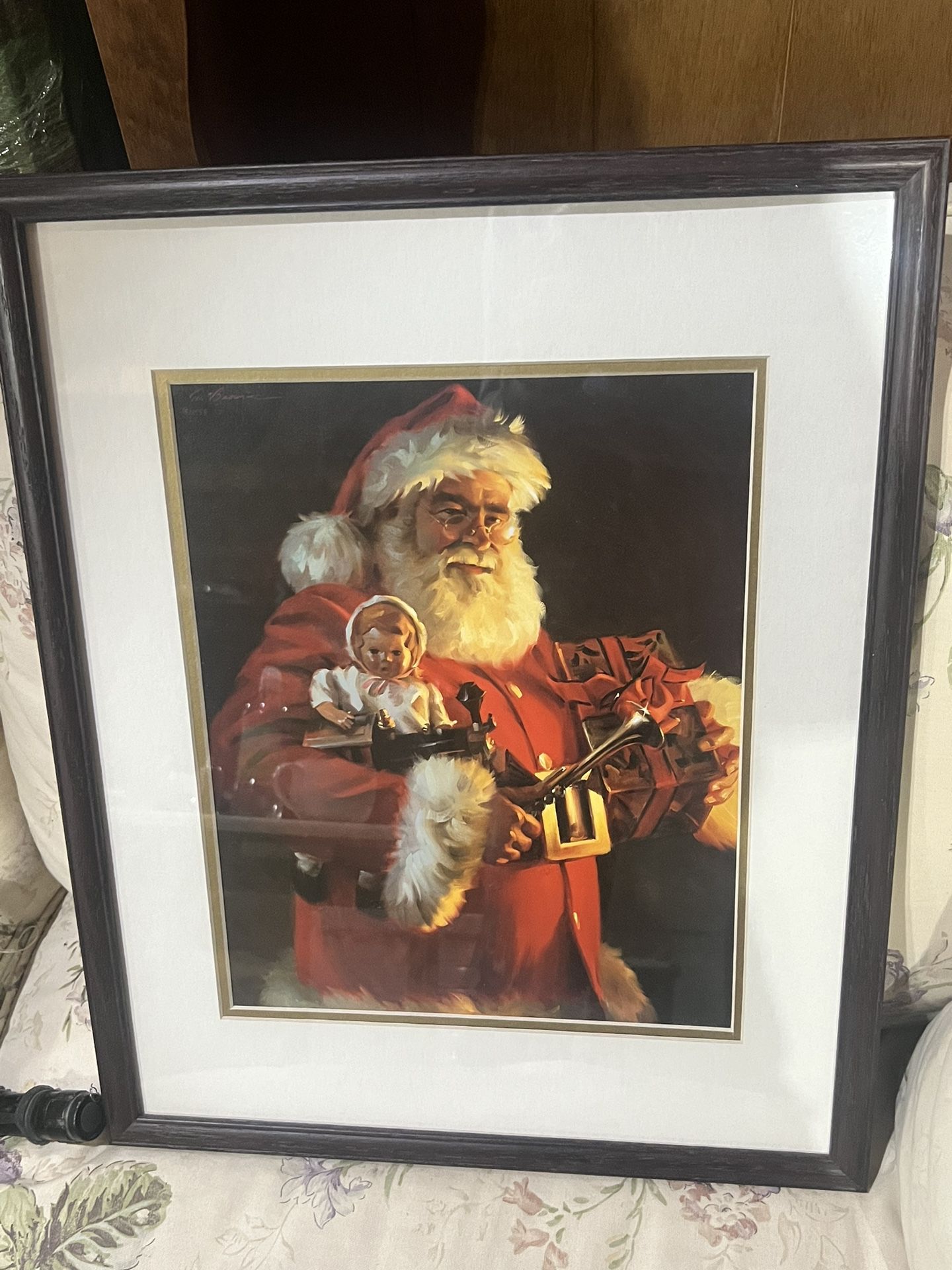 RARE Tom Browning Limited Edition Framed/Backed Canvas Print "Old Saint Nick"