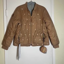 Porsche Icons of Cool Heritage Reversible Bomber Jacket Gray Brown women's