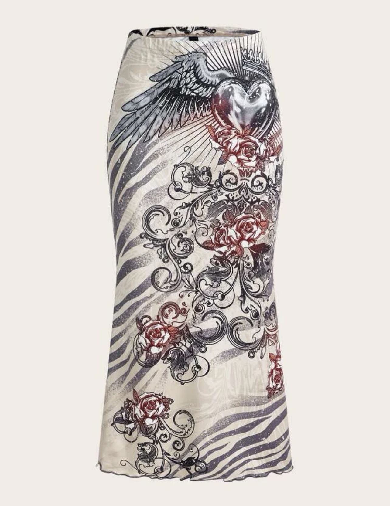 PUNK Floral & Heart Print Mermaid Skirt *NEW*