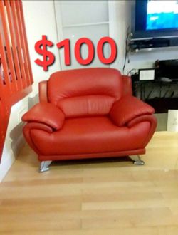 CHAIR RED MODERN LOUNGE CHAIR ARM CHAIR FAUX LEATHER
