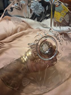 Vintage Etched Crystal Glass Bowl