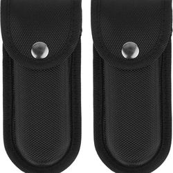 2Pcs Nylon Pocket Knife Holder, Folding Knife Sheath with Snap Closure & Belt Loop, Vertical/Horizontal Knife Case for Belt, Pocket Knife Holster for 