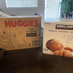 Size 1 Diapers: Huggies And Kirkland 