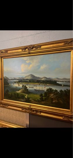 Large Oil Painting in Ornate Gold Frame