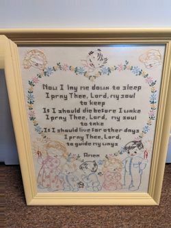 Framed Embroidered Prayer Art