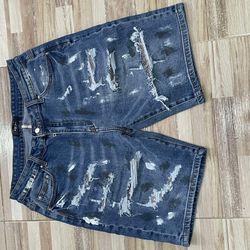 Amiri Distressed Crystal Shorts