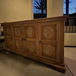 Vintage TV Stand - Real Wood & Carved 