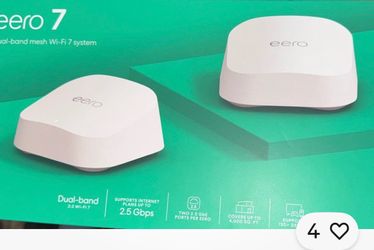 eero 7 Dual-Band Mesh Wi-Fi 7 System (2-pack): Extender with Smartphone Control