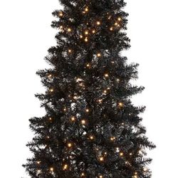 7.5 ft Pre Lit Black Christmas Tree