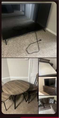 Tv, bed, couch,  table, dresser