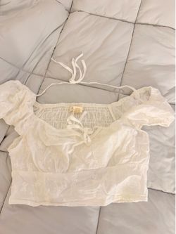 White bow cropped top