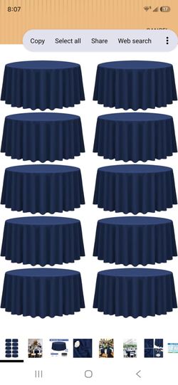 10 Packs Navy Blue Round Tablecloth - 90 Inch, Polyester
Table Cloth for Round Tables, Washable Fabric, TableCovers for Wedding, Party, Banquet, Dinin