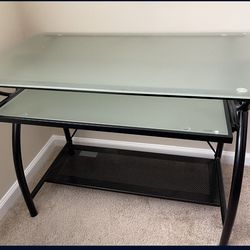 Glass top metal table desk