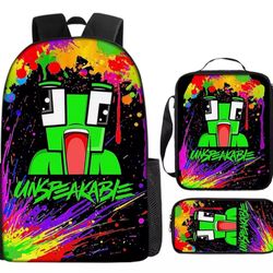 Student Backpack  Lunch  Bag Pencil Case Three-piece Set