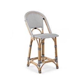Bistro Chairs Bamboo Rattan Bar Stool Black And White