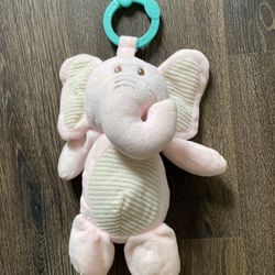 Kellytoy Plush Elephant Rattle Stuffed Animal 10" Baby Nursery Soft Tabbed strol
