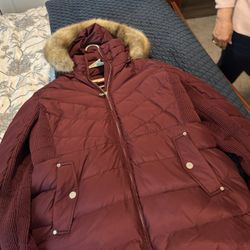 Michael Kors women's hooded faux-fur-trim puffer coat