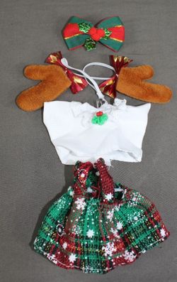 Christmas Doll Outfit Accessories Green Red Bundle