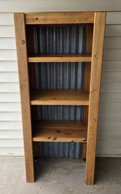 Pine and Galvanized Steel Shelf, Farmhouse, Country, Home Patio Decor, 27" W x 15" D x 62" T