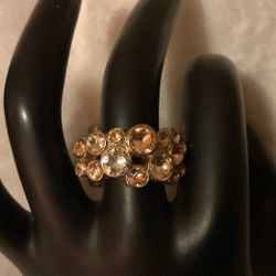 Goldtone Ring With Swarovski Crystals,Size 8..By Iam