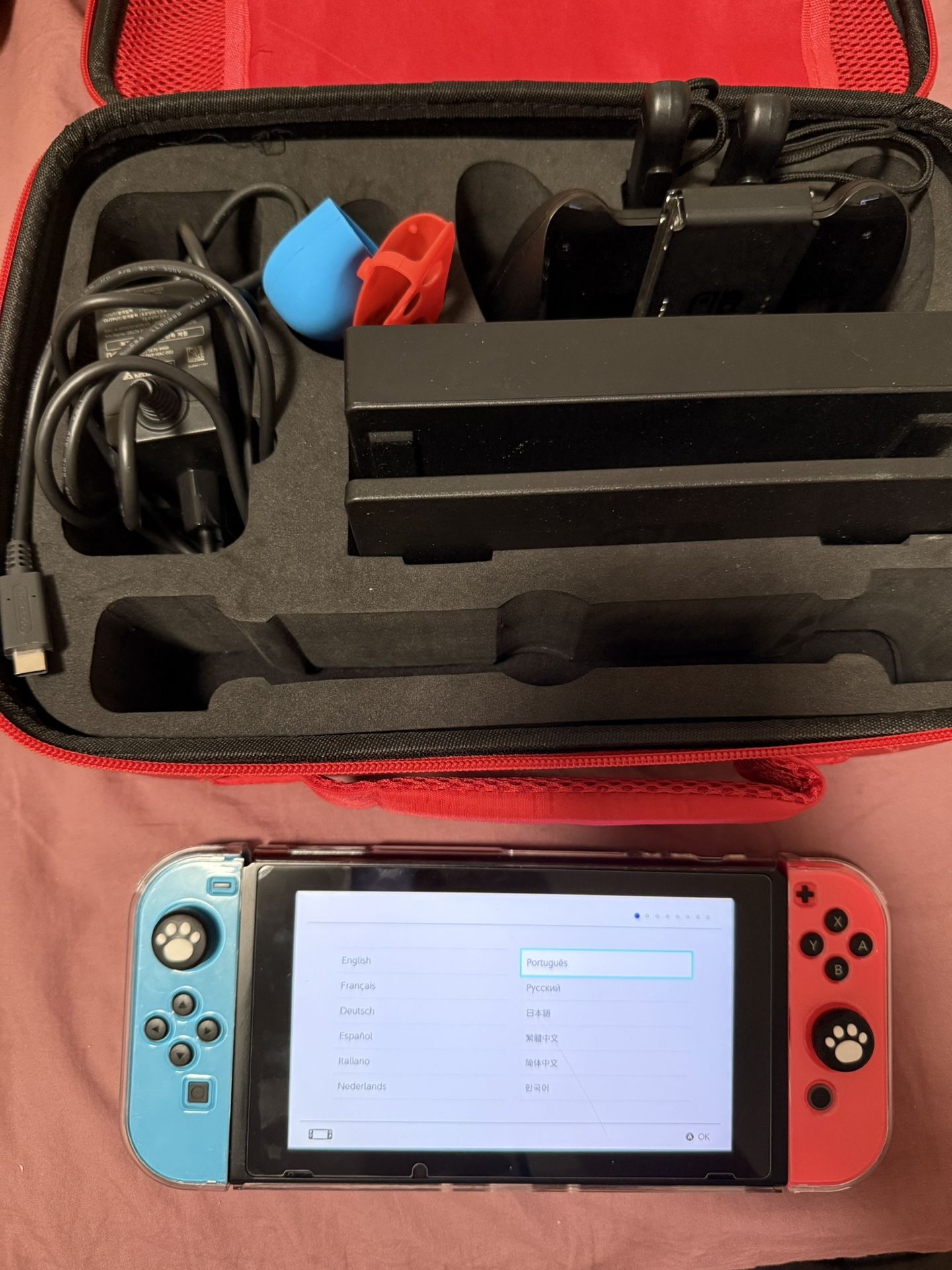 lightly used nintendo switch + accessories and box