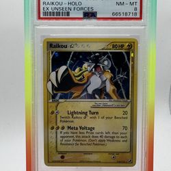 Pokemon card Gold Star Raikou PSA 8