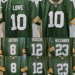 Green Bay Packers Jordan Love Josh Jacobs Jaire Alexander Aaron Rodgers stitched Jersey