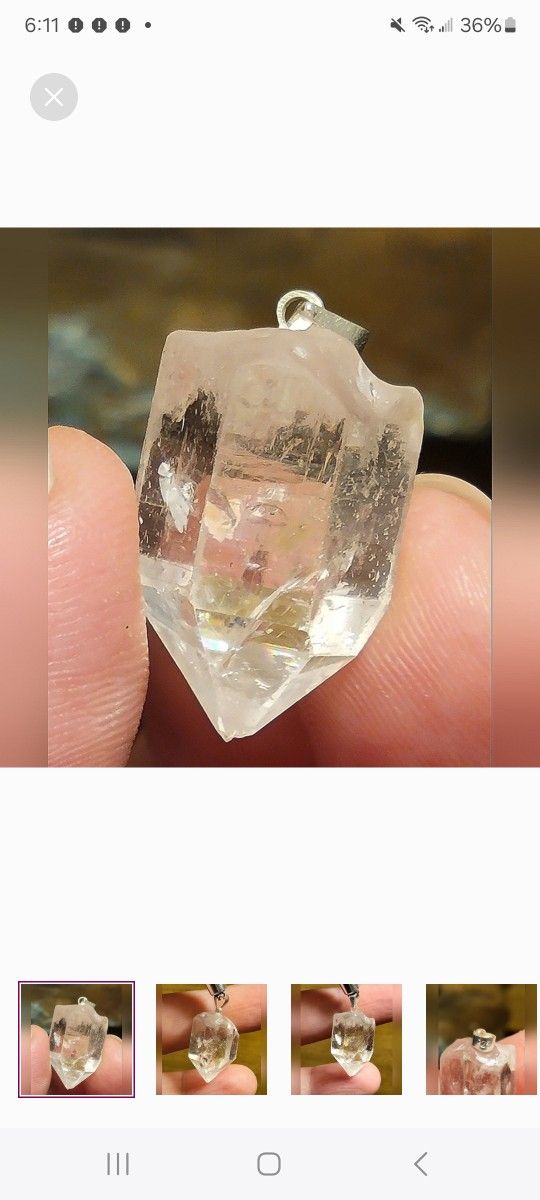 31.80ctw HERKIMER DIAMOND CRYSTAL PENDANT .925 STERLING SILVER