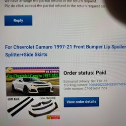 Front Splitter And Side Skirts For 1997 And Up Camaro 