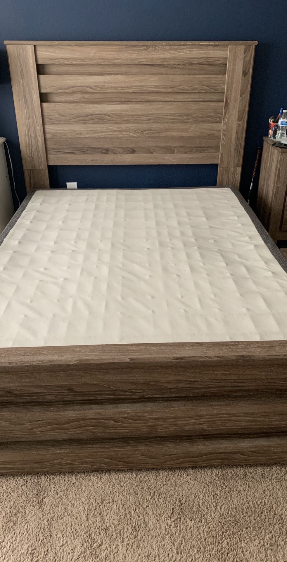 Queen bed frame and box spring