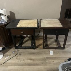 A Set Of Marble Coffee Tables With Drawers