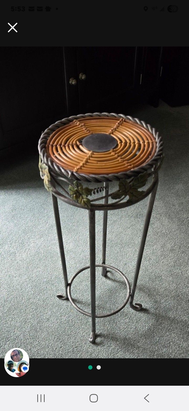 Metal And Rattan Tall Stand. Holmdel Nj