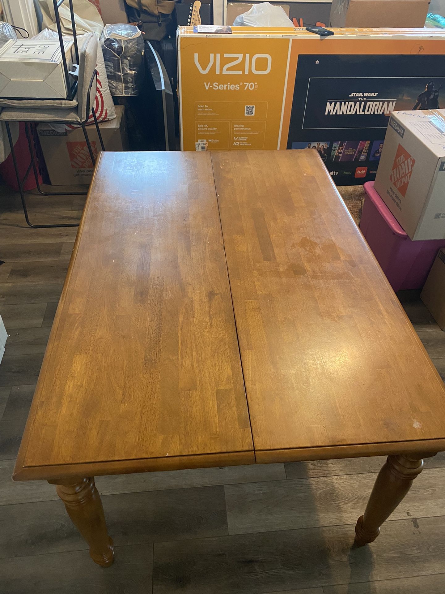 Heavy Oak Wood Dining Room Table