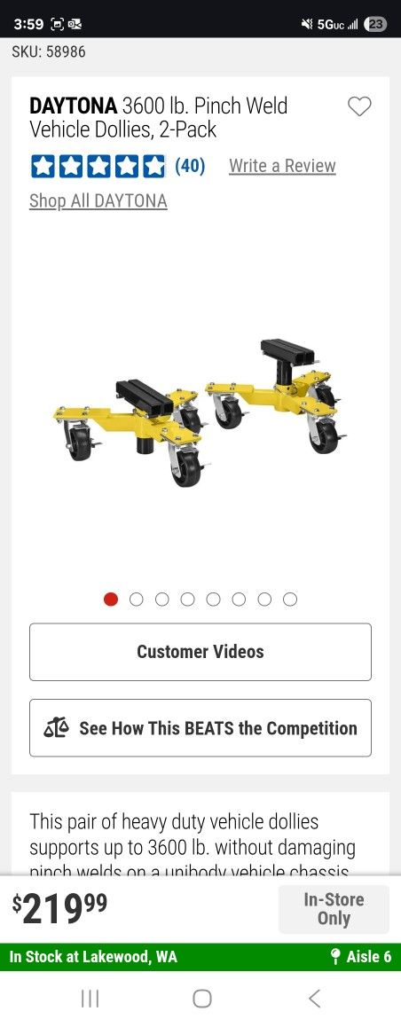 Pinch Weld Car Dollies