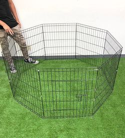 (Brand New) $44 Dog 8-Panel Playpen, Each Panel 30” Tall X 24” Wide Metal Pet Gate Exercise Fence Crate Kennel