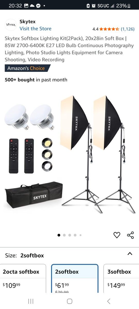 Skytex Softbox Lighting Kit(2Pack), 20x28in Soft Box | 85W 2K E27 LED Bulb Continuous Photography Lighting, Photo Studio Lights Equipment for