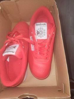 Red leather reebok classics