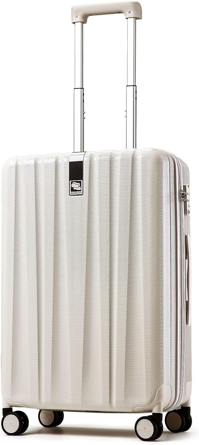 Hanke 20 Inch Carry On Luggage Hard Shell Rolling Suitcase Choose Pink or White.